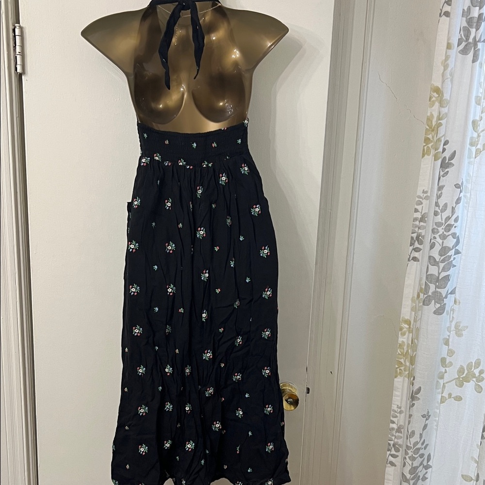 Urban Outfitters Black Floral Backless Dress